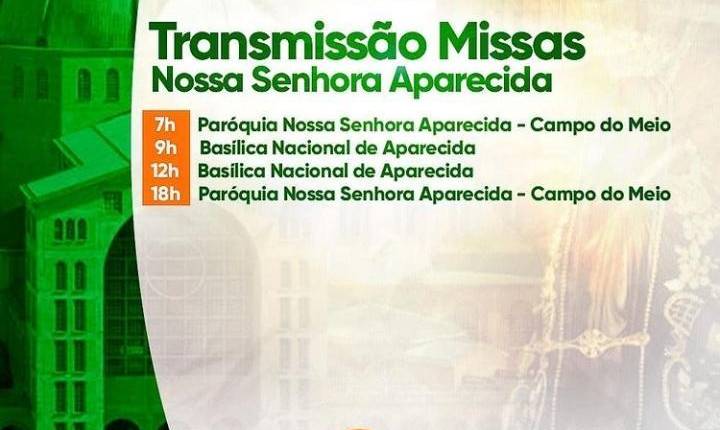 Acompanhe ao vivo pela Rádio Montanhês-FM, no dia 12 de outubro as missas em honra a Nossa Senhora Aparecida.